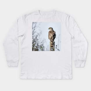 Juvenile Cooper's Hawk - Square Kids Long Sleeve T-Shirt